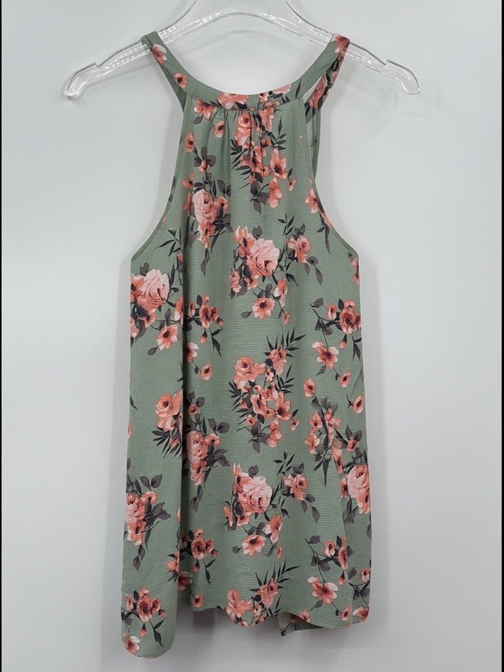 Torrid Women’s 1X Sage Green Floral Sleeveless Swing Top - Picture 3 of 5